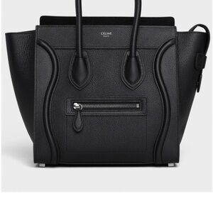 Celine Black Leather Tote Bag drummed calfskin leather